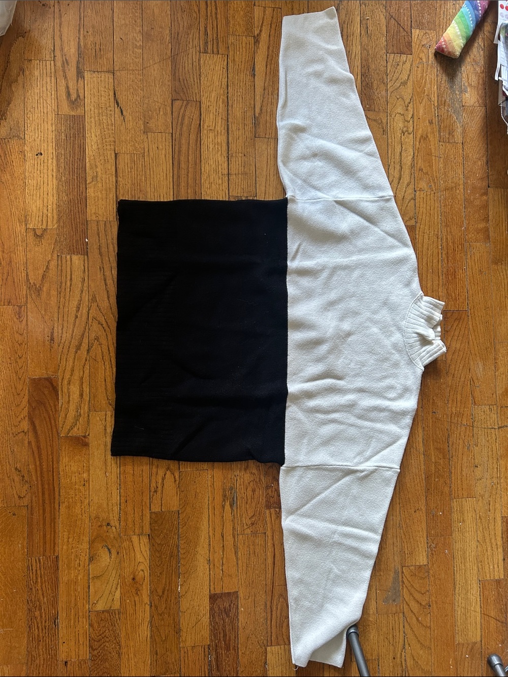 Zara Black and White Colorblock Turtleneck Sweater